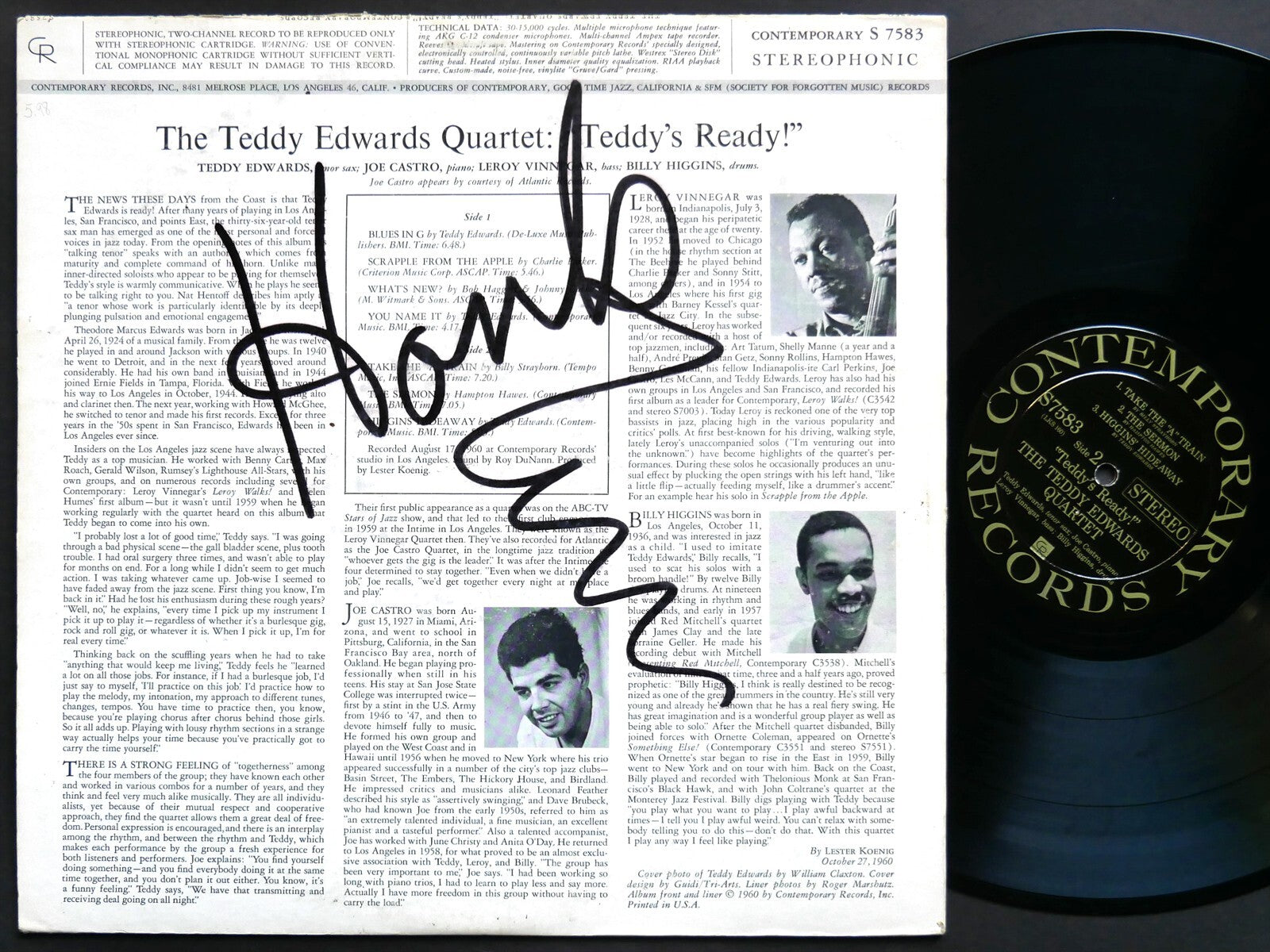 TEDDY EDWARDS Quartet Teddy's Ready! LP CONTEMPORARY S 7583 DG ST LeRoy Vinnegar