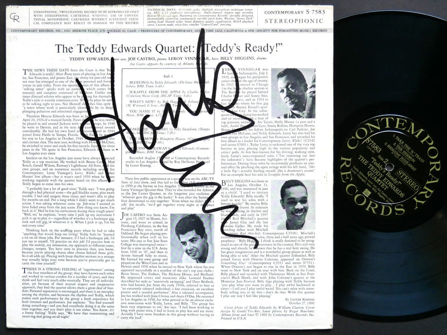 TEDDY EDWARDS Quartet Teddy's Ready! LP CONTEMPORARY S 7583 DG ST LeRoy Vinnegar