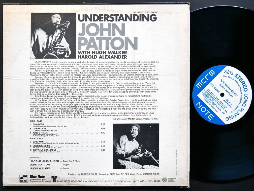 JOHN PATTON Understanding LP BLUE NOTE BST 84306 US '68 LIBERTY Harold Alexander