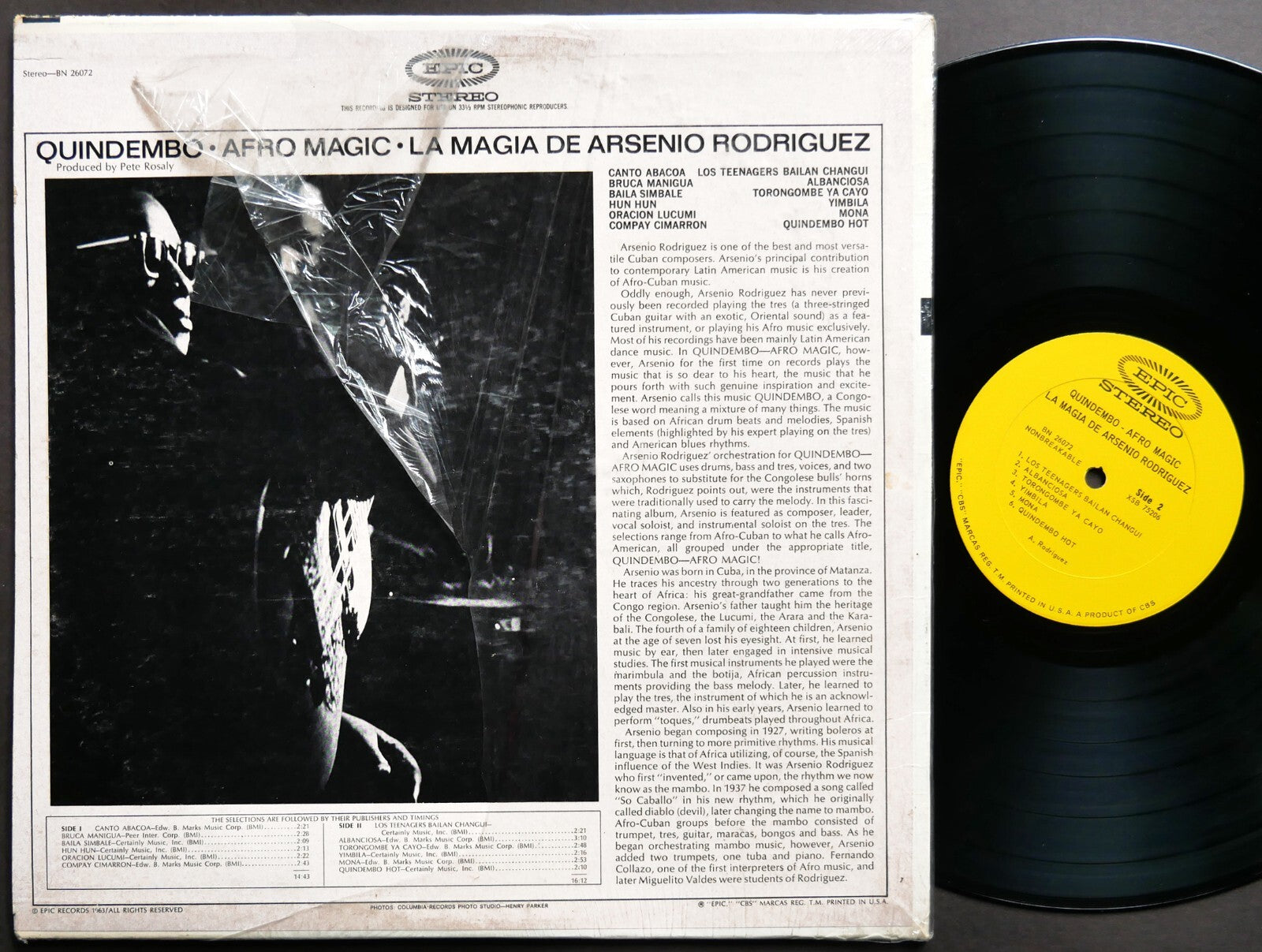 LA MAGIA DE ARSENIO RODRIGUEZ Quindembo/Afro Magic LP EPIC BN-26072 US 1963 VG+