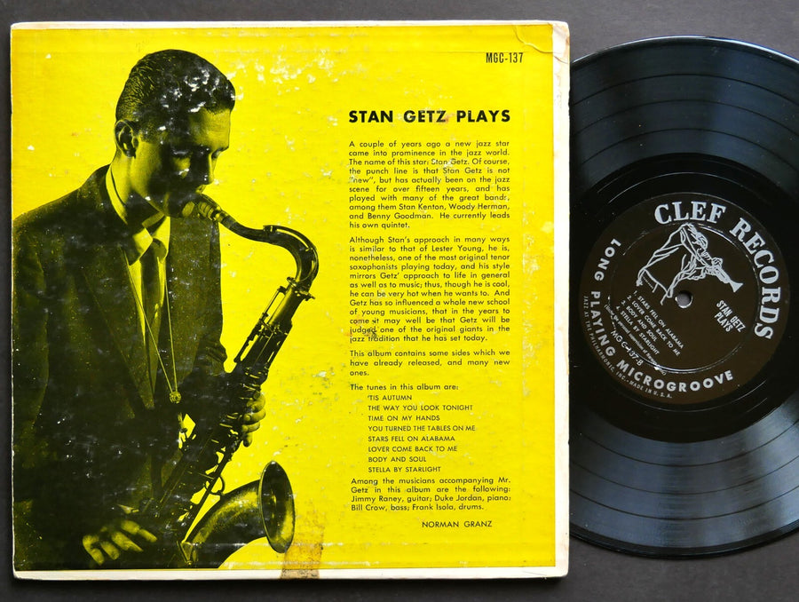 STAN GETZ Plays 10" LP CLEF RECORDS MGC-137 US 1953 DG MONO JAZZ Duke Jordan
