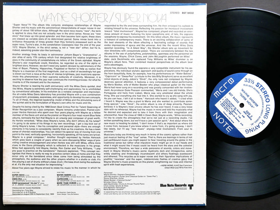 WAYNE SHORTER Super Nova LP BLUE NOTE 84332 US 1969 Chick Corea Sonny Sharrock