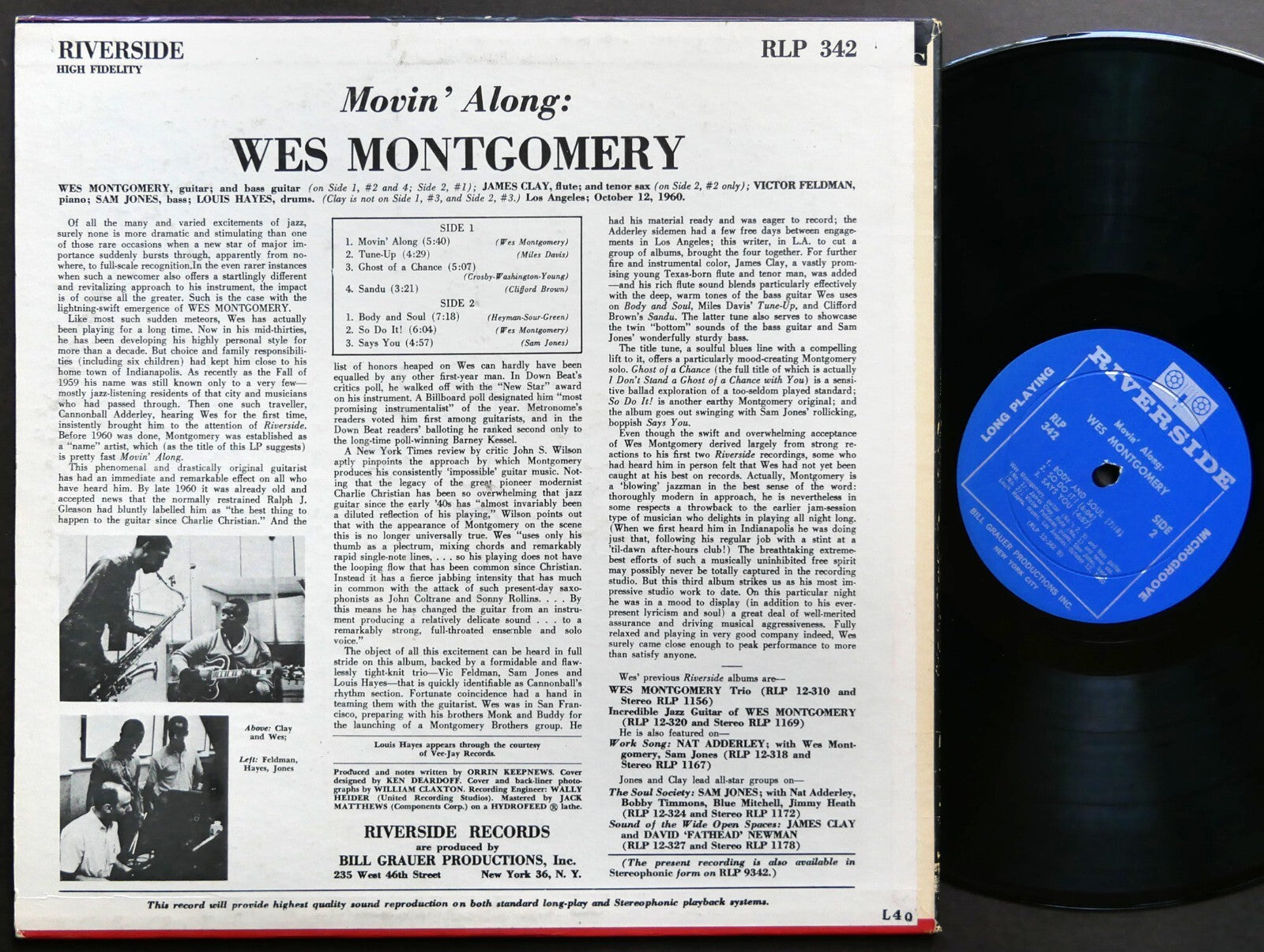 WES MONTGOMERY Movin' Along LP RIVERSIDE RECORDS RLP 342 US 1960 JAZZ DG MONO