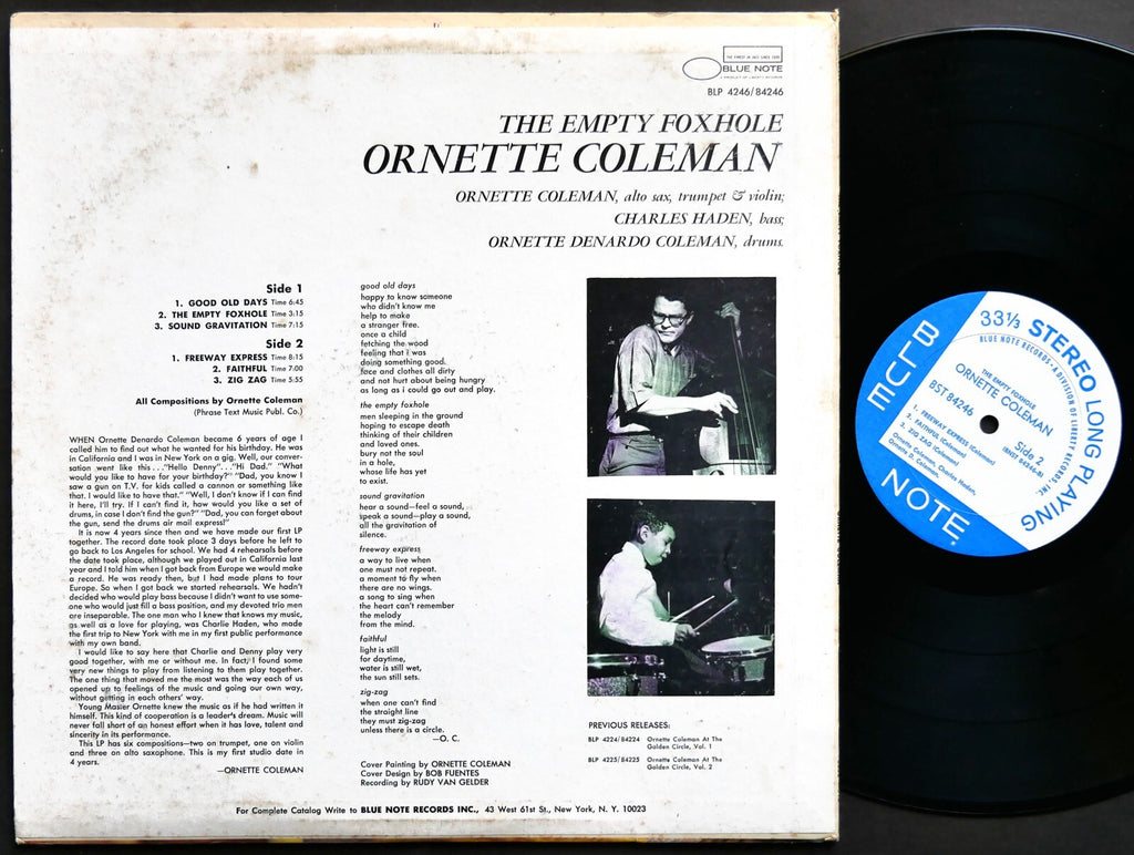 ORNETTE COLEMAN The Empty Foxhole LP BLUE NOTE BST 84246 LIBERTY Charles Haden