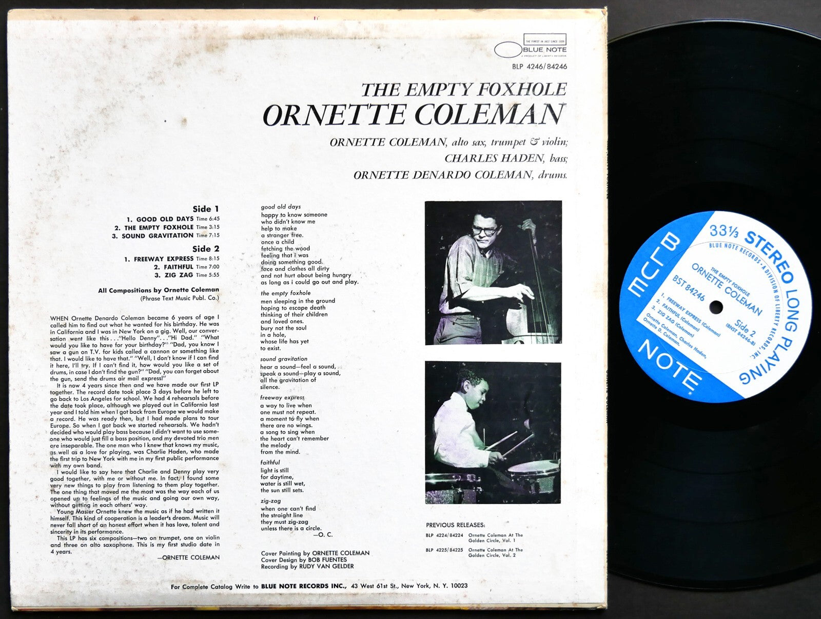 ORNETTE COLEMAN The Empty Foxhole LP BLUE NOTE BST 84246 LIBERTY Charles Haden