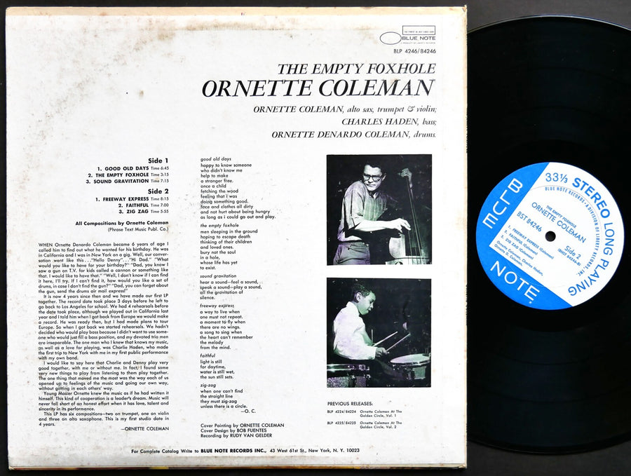 ORNETTE COLEMAN The Empty Foxhole LP BLUE NOTE BST 84246 LIBERTY Charles Haden