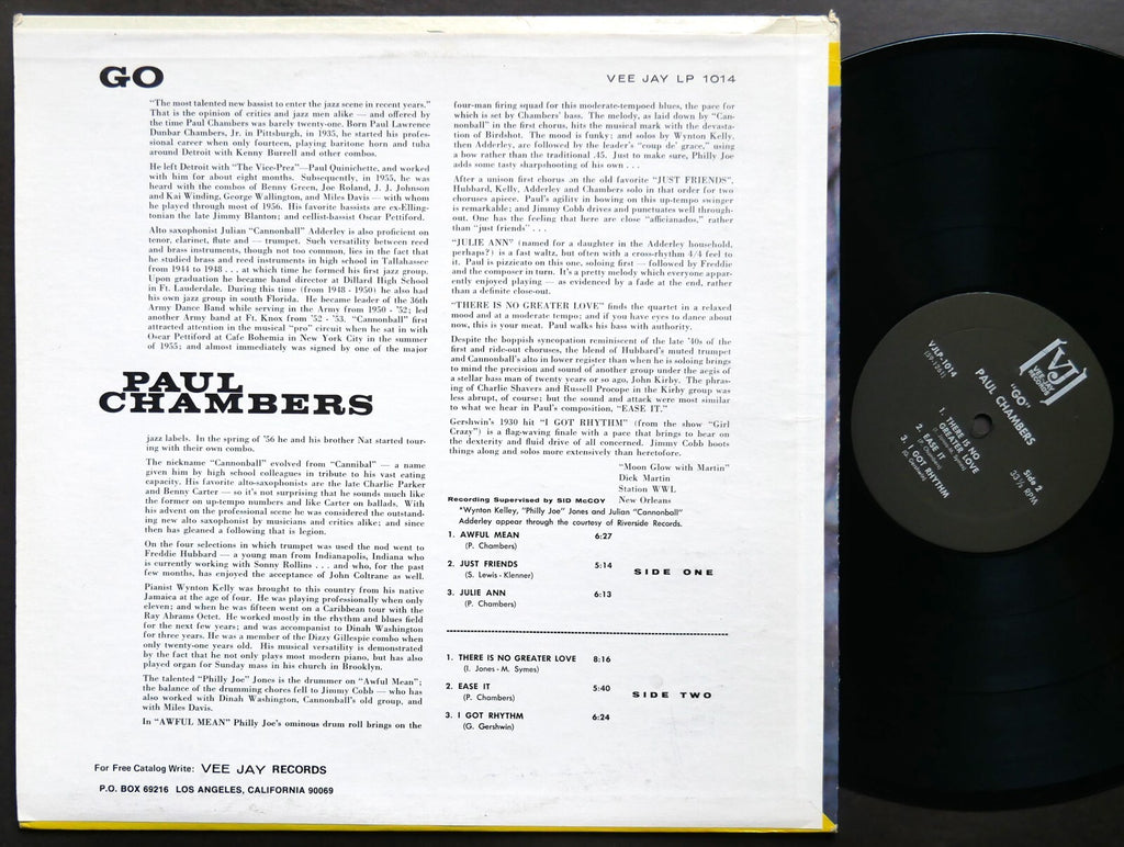 PAUL CHAMBERS Go LP VEE JAY RECORDS VJLP-1014 US 1967 RE Freddie Hubbard