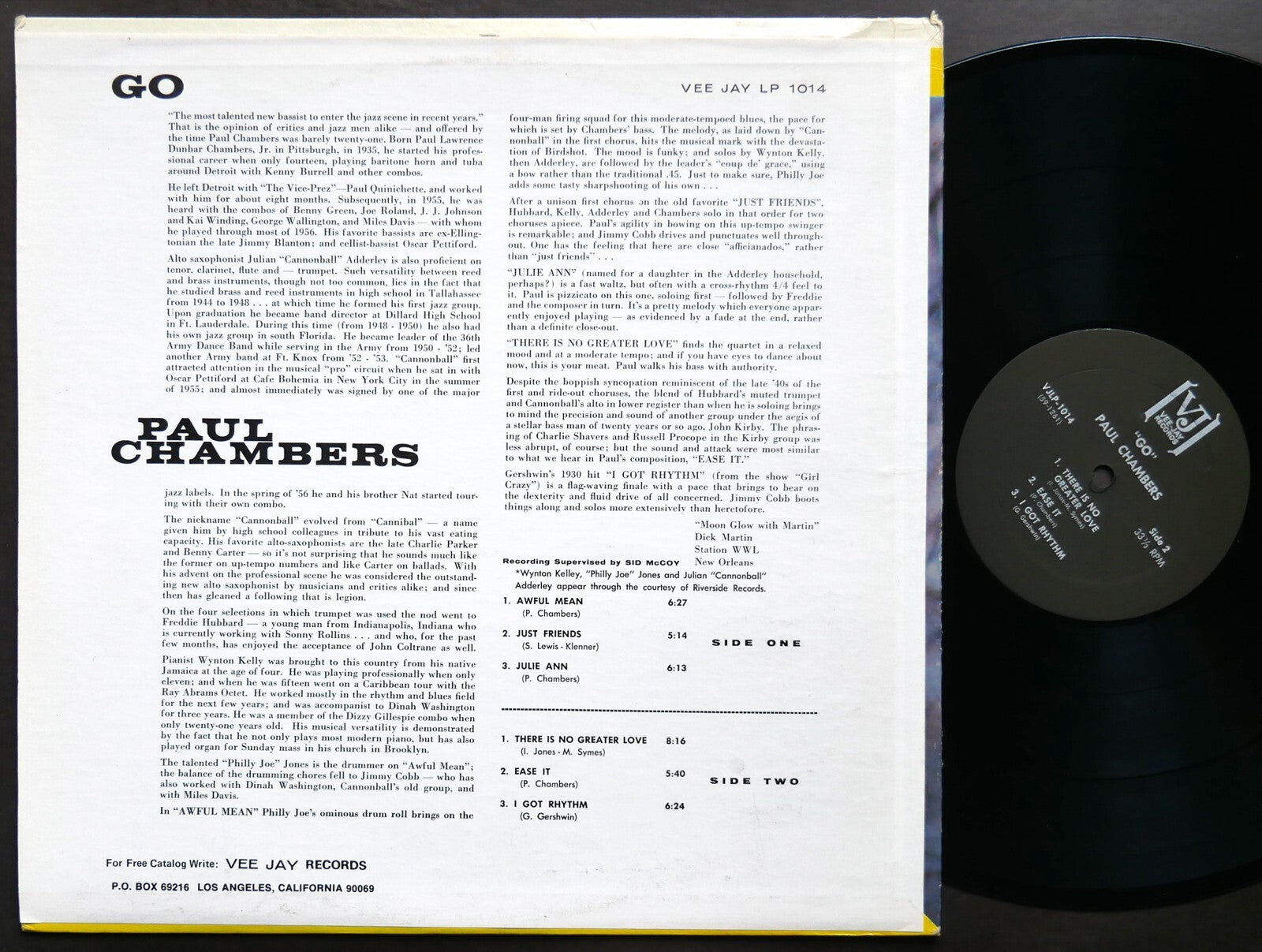 PAUL CHAMBERS Go LP VEE JAY RECORDS VJLP-1014 US 1967 RE Freddie Hubbard