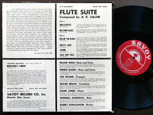A.K. SALIM JOE WILDER HANK JONES Flute Suite LP SAVOY MG 12102 US 1957 RVG MONO