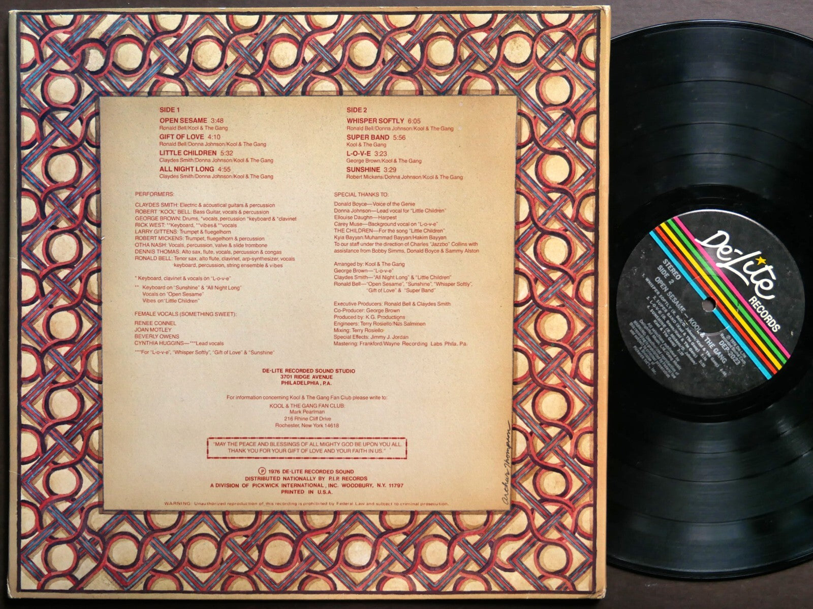 KOOL & THE GANG Open Sesame LP DE-LITE RECORDS DEP-2023 US 1976 Jazz Funk