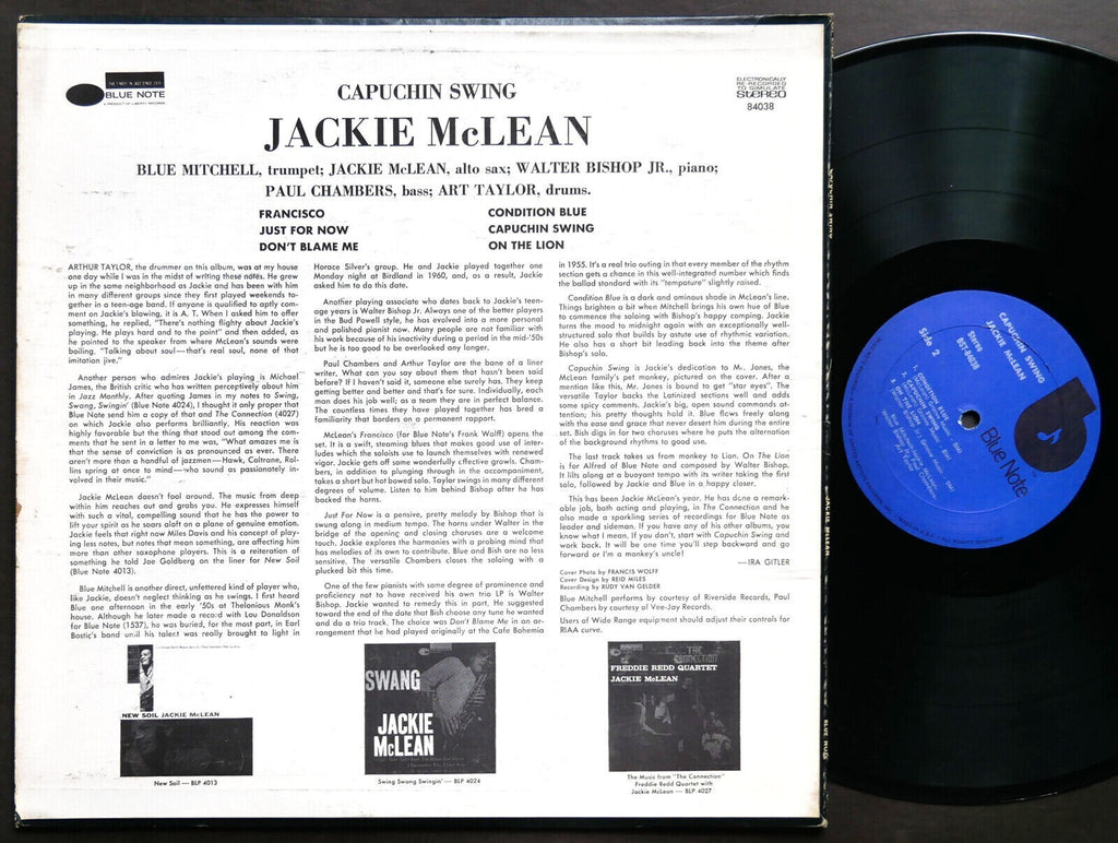 JACKIE MCLEAN Capuchin Swing LP BLUE NOTE BST 84038 US 1975 Walter Bishop, Jr.