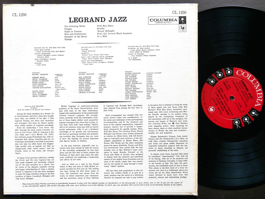 MICHEL LEGRAND MILES DAVIS JOHN COLTRANE Legrand Jazz LP COLUMBIA CL 1250 MONO