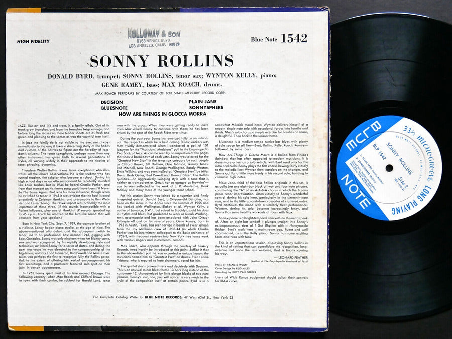 SONNY ROLLINS Volume 1 LP BLUE NOTE 1542 US 1958 EAR MONO 47 W.63rd Donald Byrd