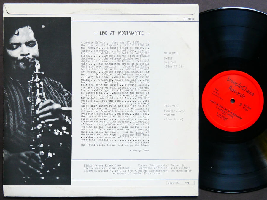 JACKIE MCLEAN Live At Montmartre LP STEEPLECHASE SCS 1001 DK 1972 Kenny Drew NM