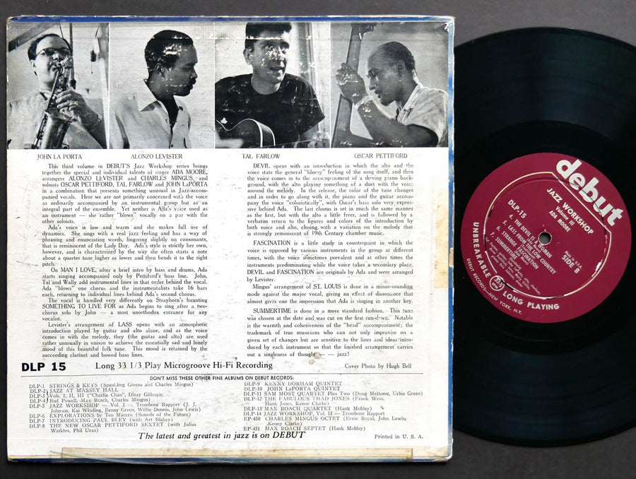 ADA MOORE Jazz Workshop Volume Three 10" LP DEBUT DLP-15 US 1955 Oscar Pettiford