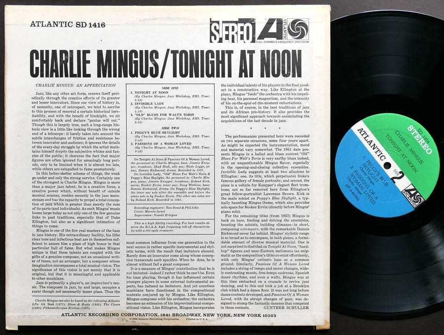 CHARLIE MINGUS Tonight At Noon LP ATLANTIC SD 1416 US 1965 Dannie Richmond VG+