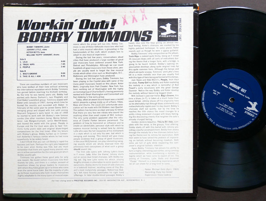 BOBBY TIMMONS JOHNNY LYTLE Workin´ Out! LP PRESTIGE PRST 7387 US 1965 JAZZ RVG