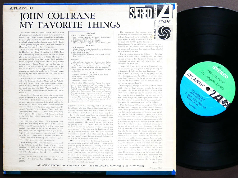 JOHN COLTRANE My Favorite Things LP ATLANTIC SD 1361 McCoy Tyner Elvin Jones