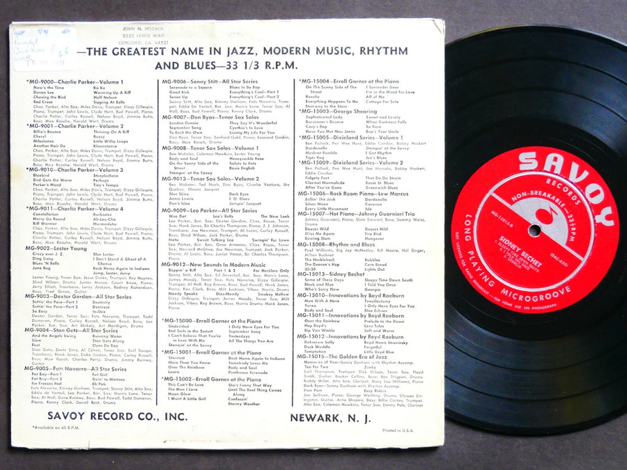 SIDNEY BECHET Self Titled 10" LP SAVOY MG-15013 US 1952 DG MONO Burt Goldblatt