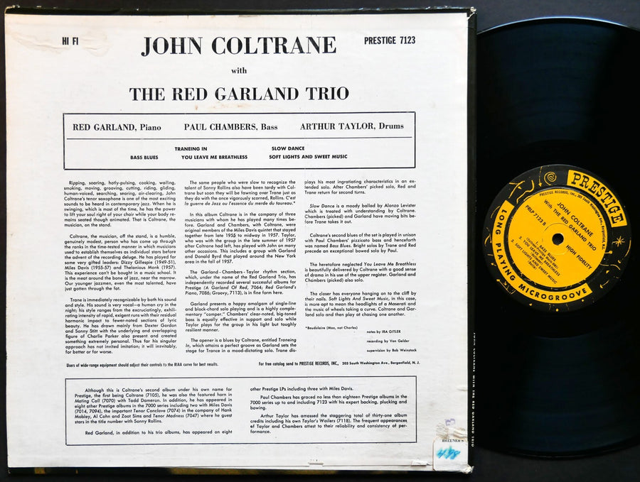 JOHN COLTRANE RED GARLAND TRIO Traneing In LP PRESTIGE PRLP 7123 US 1961 NJ MONO