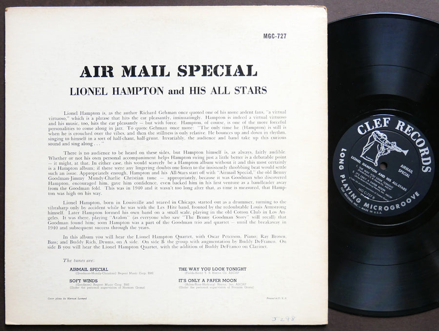 LIONEL HAMPTON Air Mail Special LP CLEF MGC-727 DG MONO JAZZ Oscar Peterson
