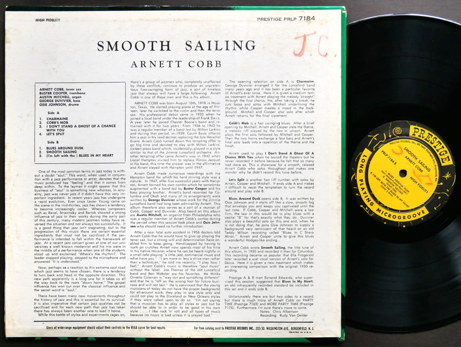 ARNETT COBB Smooth Sailing LP PRESTIGE PRLP 7184 US 1959 RVG MONO Buster Cooper