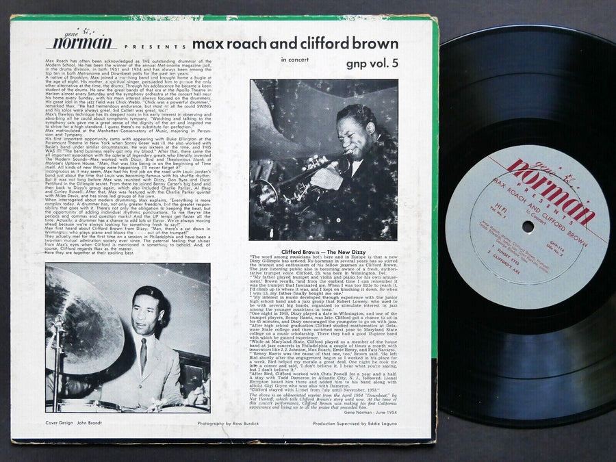 CLIFFORD BROWN MAX ROACH In Concert 10" LP Gene Norman No. 5 US 1955 DG MONO