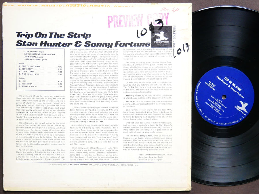 STAN HUNTER & SONNY FORTUNE Trip On The Strip LP PRESTIGE PR 7458 US 1966 RVG ST