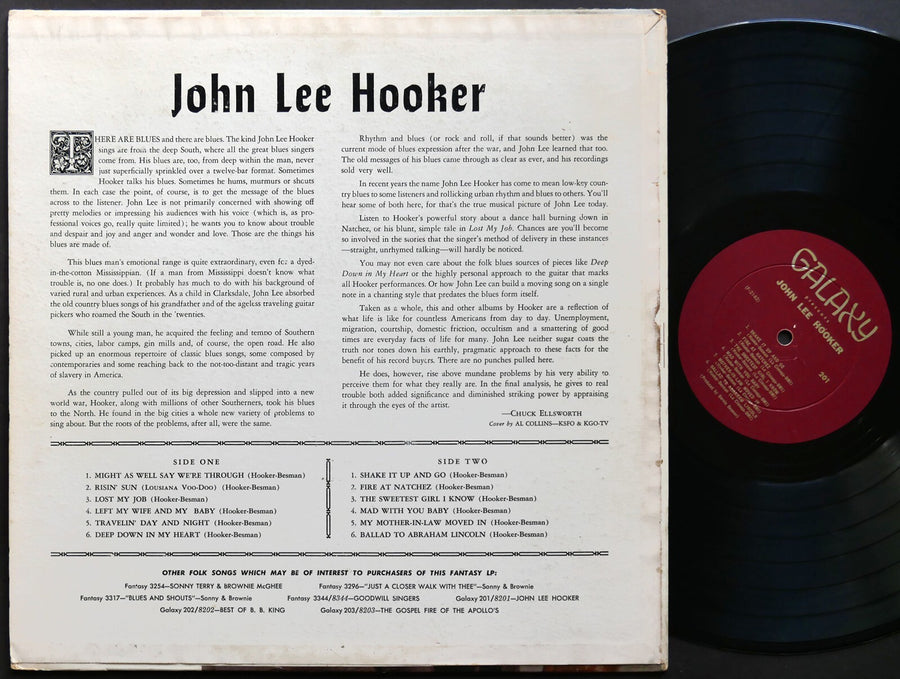 JOHN LEE HOOKER Self Titled LP GALAXY 201 US 1962 DG MONO Blues