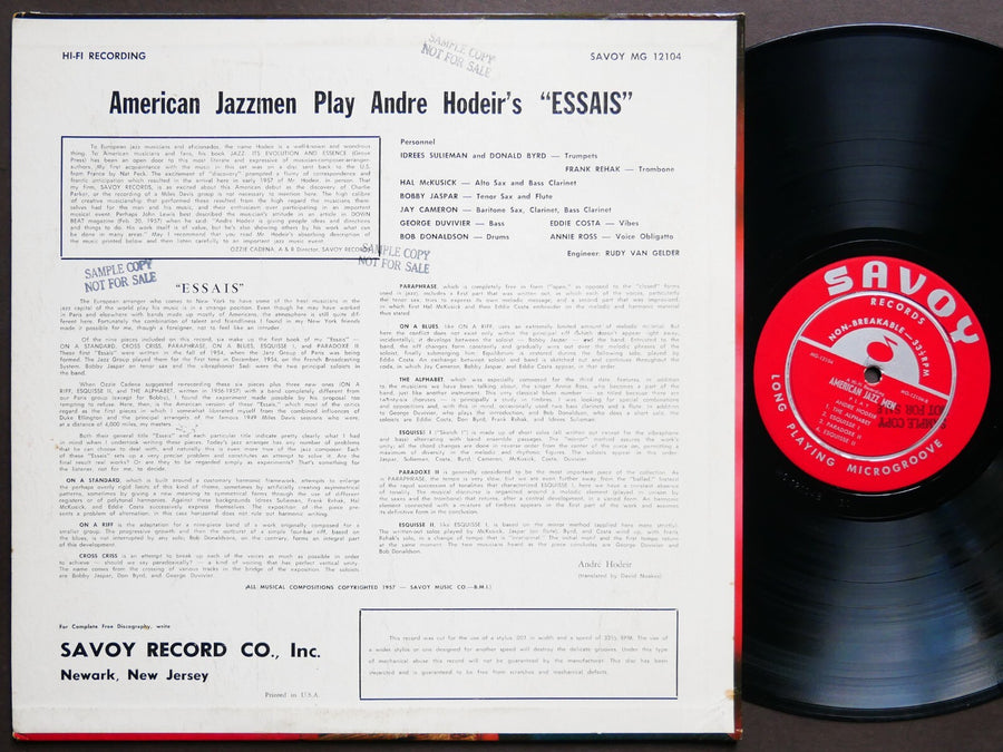 ANDRE HODEIR American Jazzmen Play.. LP SAVOY MG 12104 RVG DG MONO Donald Byrd