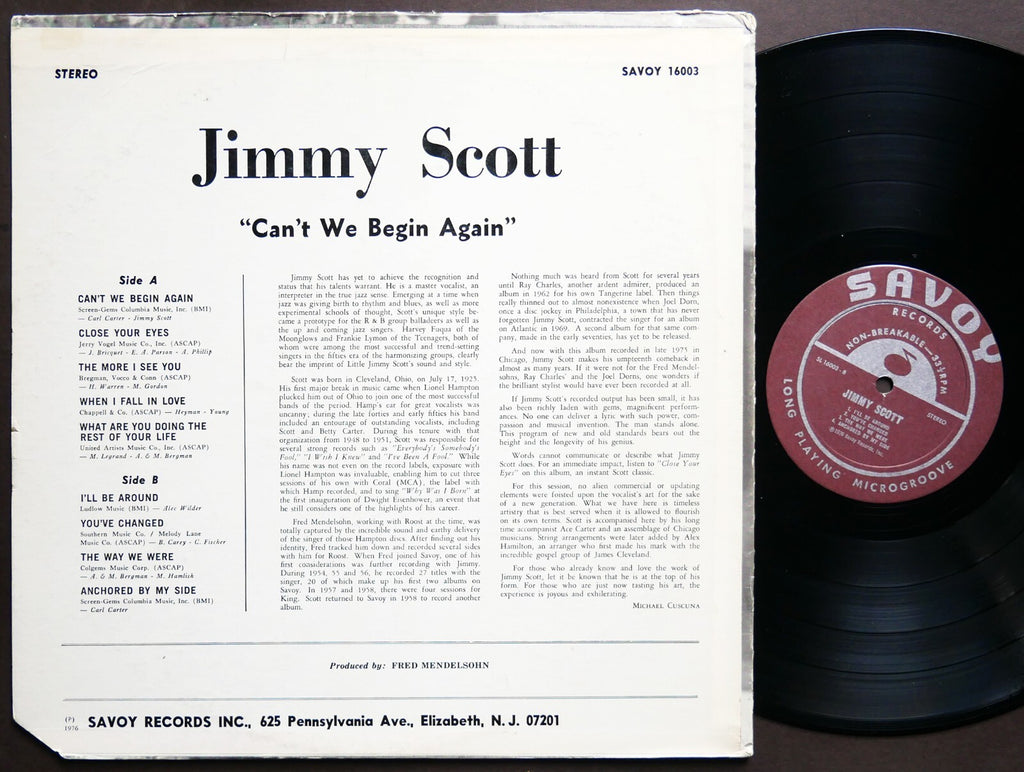 JIMMY SCOTT Can't We Begin Again LP SAVOY RECORDS SL 16003 US 1976 Jazz Blues