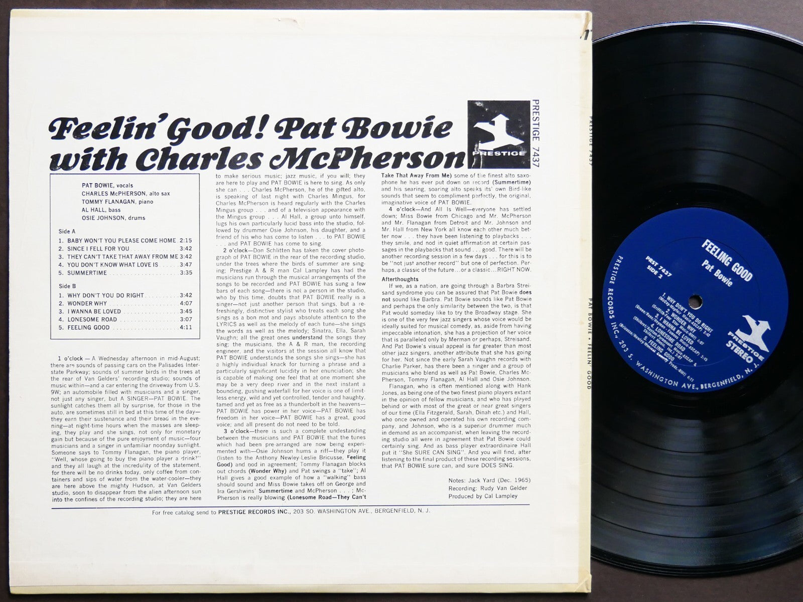 PAT BOWIE TOMMY FLANAGAN CHARLES MCPHERSON Feelin' Good! LP PRESTIGE PRST 7437