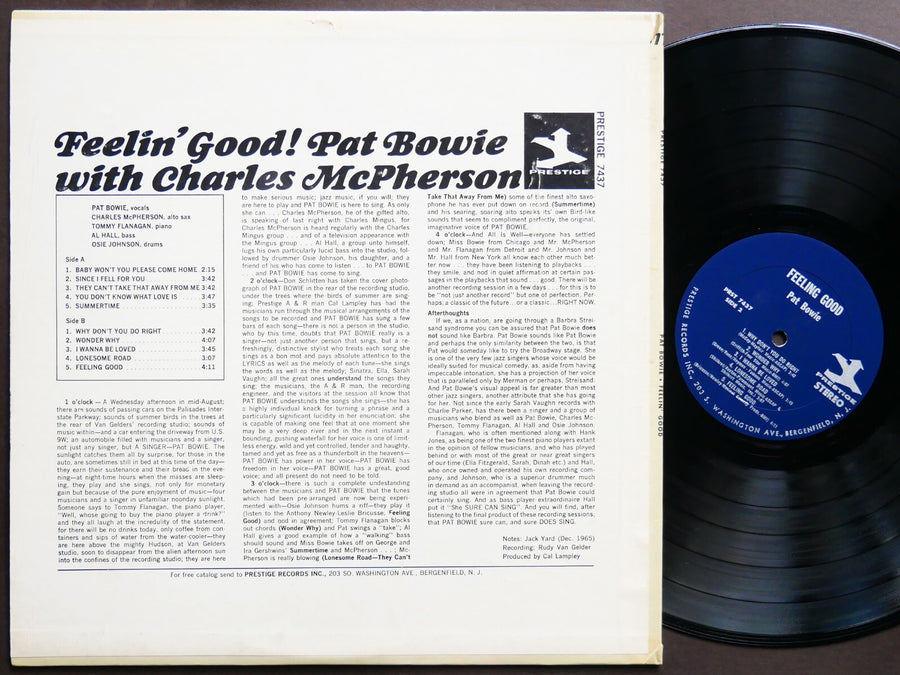 PAT BOWIE TOMMY FLANAGAN CHARLES MCPHERSON Feelin' Good! LP PRESTIGE PRST 7437