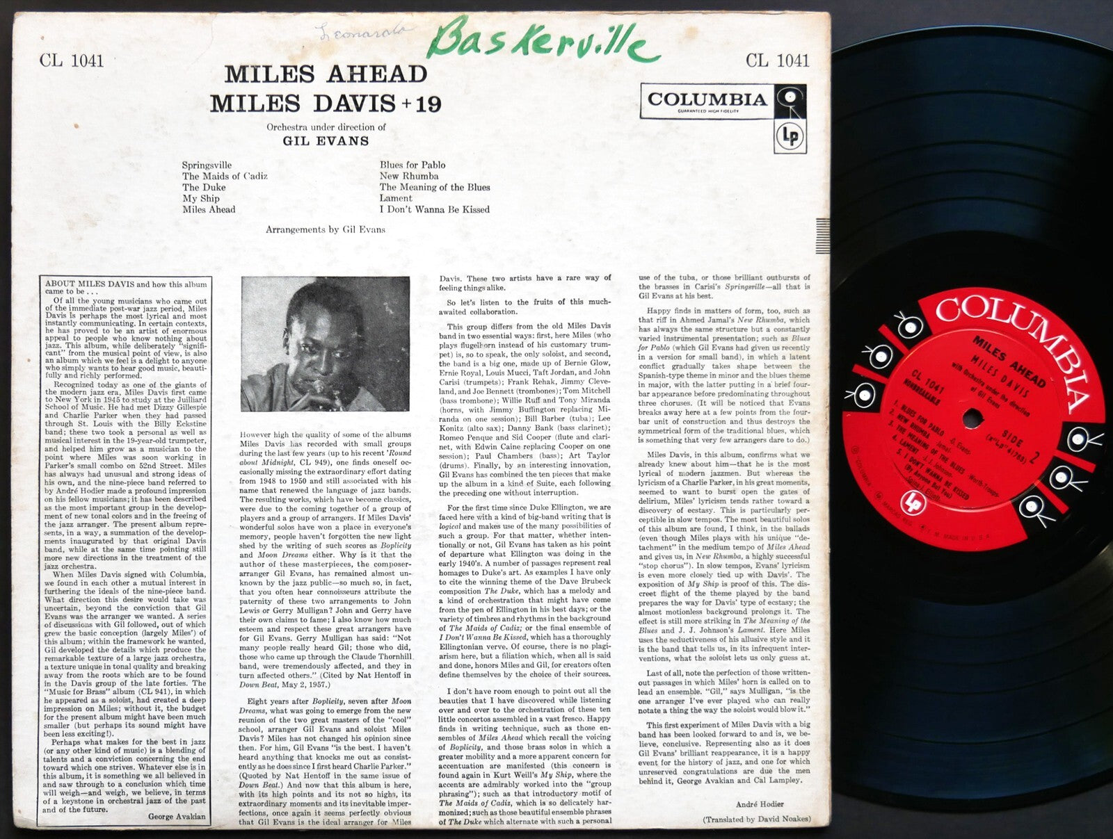 MILES DAVIS + 19 Miles Ahead LP COLUMBIA CL 1041 US 1957 6-EYE DG MONO Gil Evans