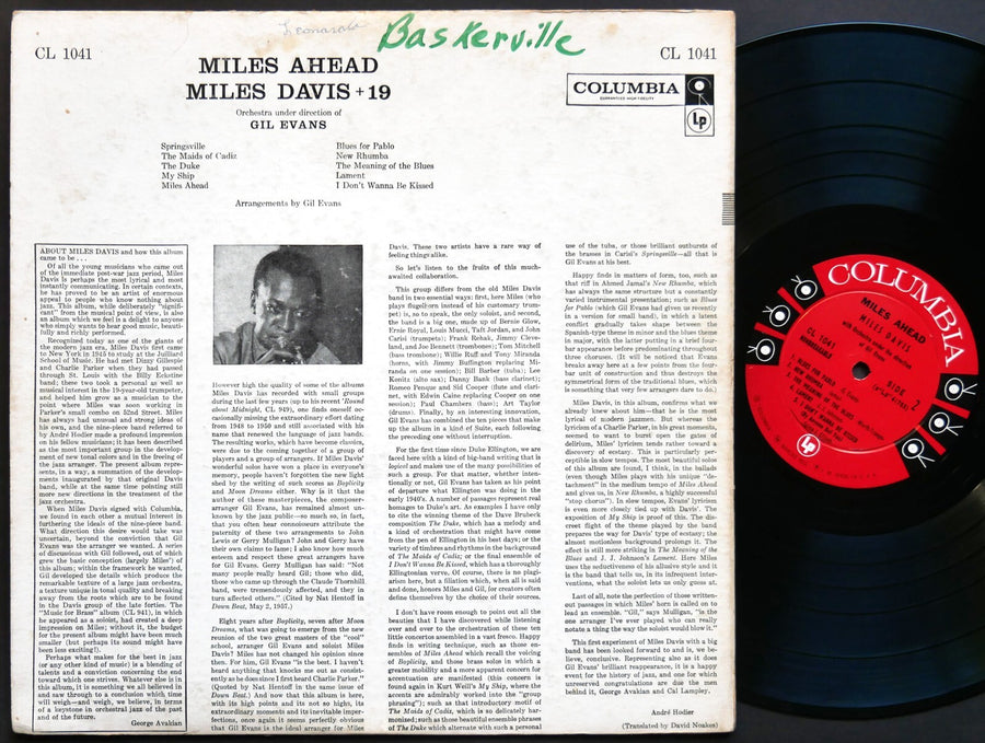 MILES DAVIS + 19 Miles Ahead LP COLUMBIA CL 1041 US 1957 6-EYE DG MONO Gil Evans