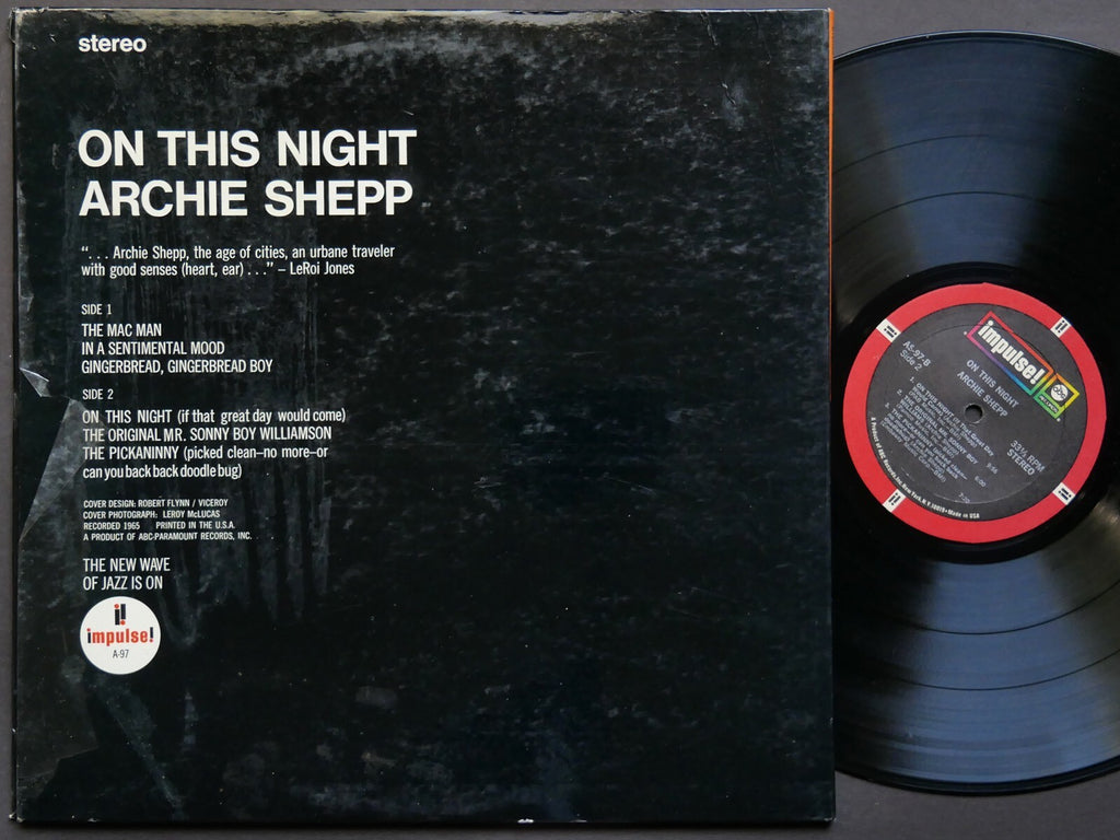 ARCHIE SHEPP On This Night LP IMPULSE! AS-97 RVG Bobby Hutcherson Henry Grimes