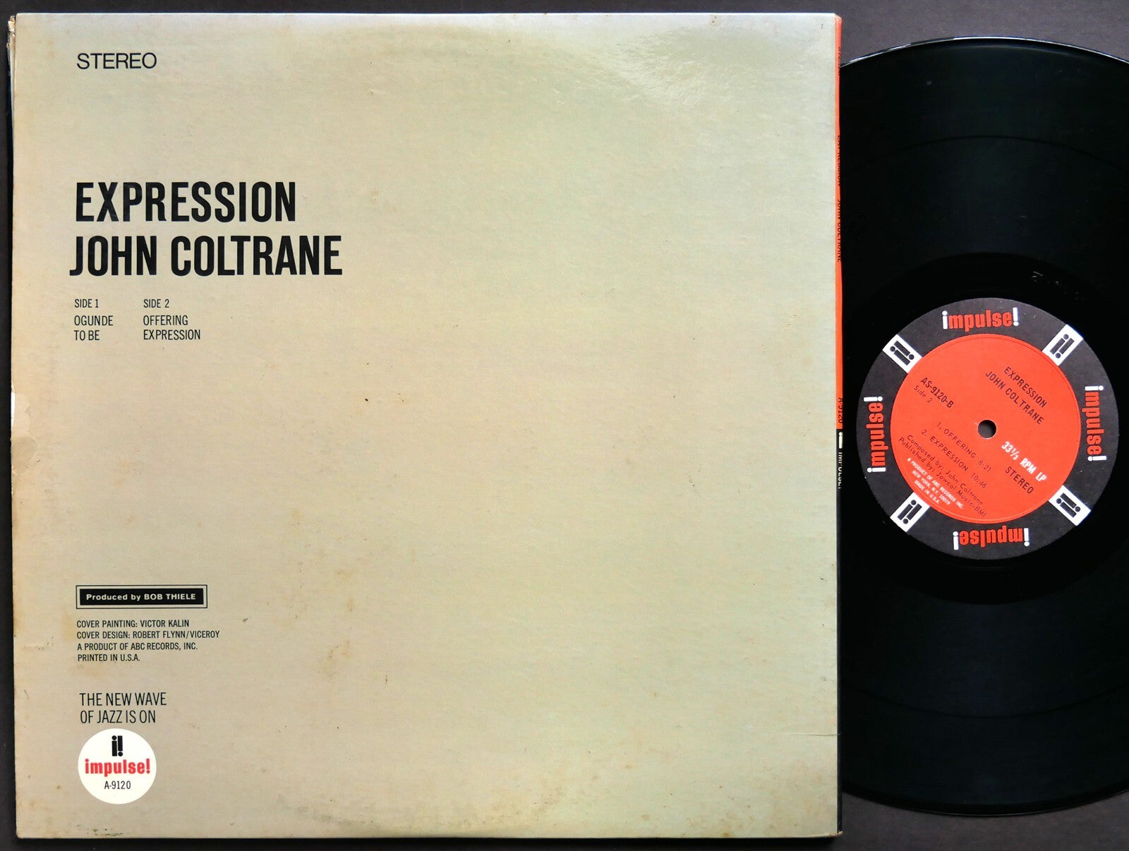 JOHN COLTRANE Expression LP IMPULSE! AS-9120 US 1967 RVG JAZZ Alice Coltrane VG+