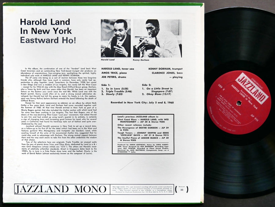 HAROLD LAND KENNY DORHAM Eastward Ho! In New York LP JAZZLAND JLP 933 US 1966