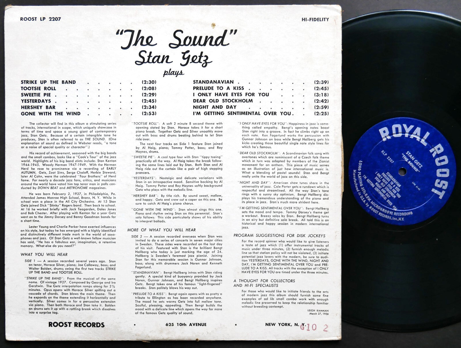 STAN GETZ The Sound LP ROYAL ROOST RLP 2207 US '56 MONO Horace Silver Roy Haynes