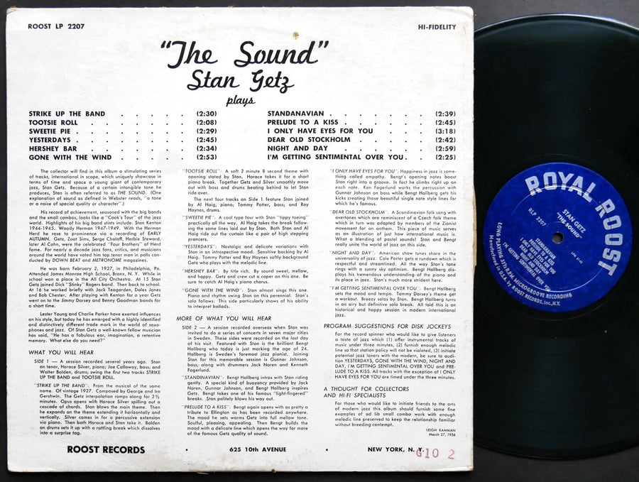 STAN GETZ The Sound LP ROYAL ROOST RLP 2207 US '56 MONO Horace Silver Roy Haynes