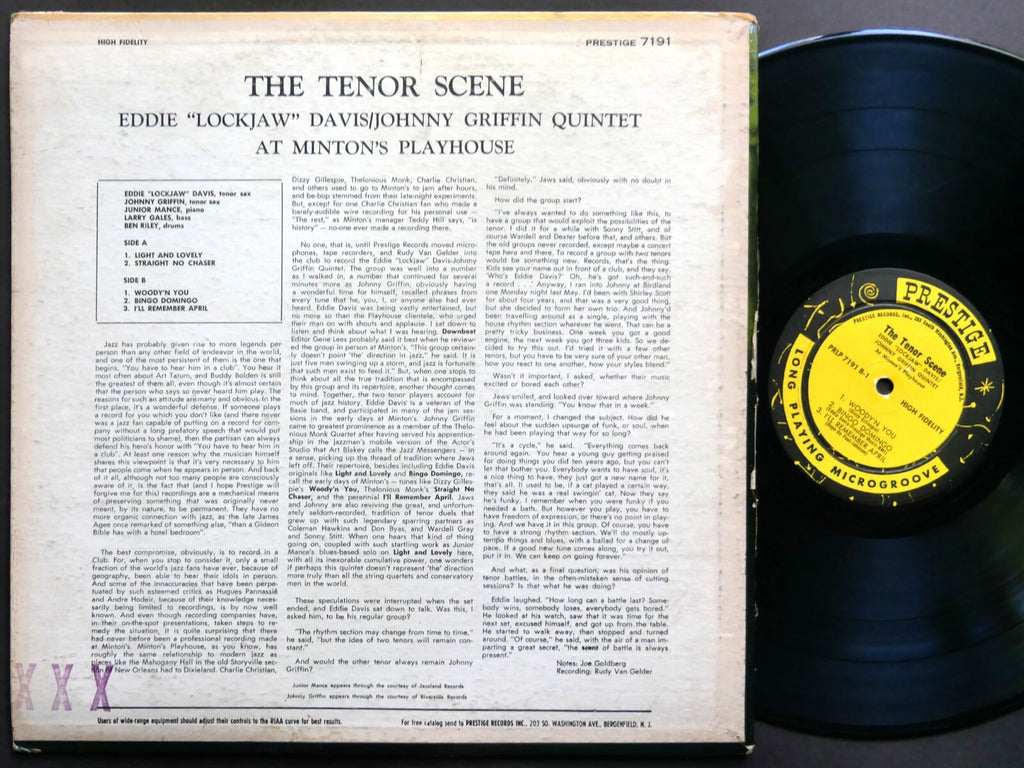 EDDIE LOCKJAW DAVIS JOHNNY GRIFFIN The Tenor Scene LP PRESTIGE PRLP 7191 DG MONO