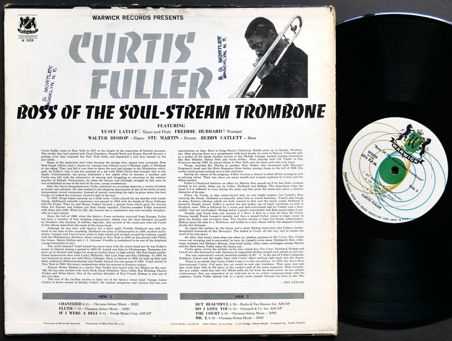 CURTIS FULLER Boss Of The Soul-Stream Trombone LP WARWICK W 2038 DG Yusef Lateef