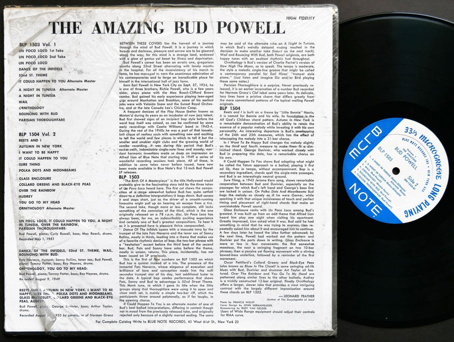 BUD POWELL The Amazing Vol.1 LP BLUE NOTE BLP 1503 US '66 NY MONO Sonny Rollins