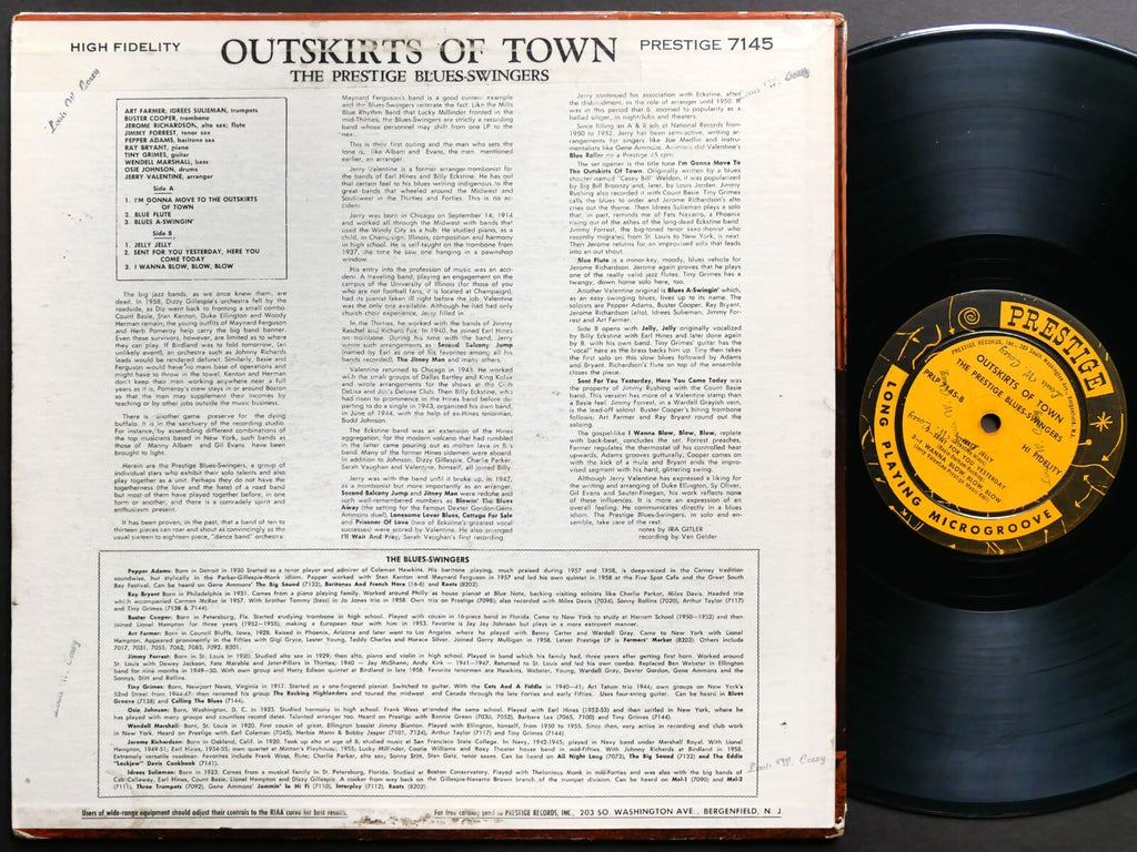 PRESTIGE BLUES-SWINGERS Outskirts Of Town LP PRESTIGE 7145 US 1958 Art Farmer