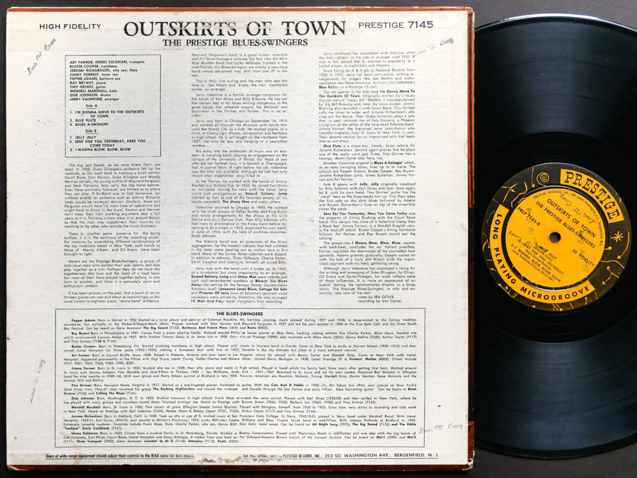 PRESTIGE BLUES-SWINGERS Outskirts Of Town LP PRESTIGE 7145 US 1958 Art Farmer