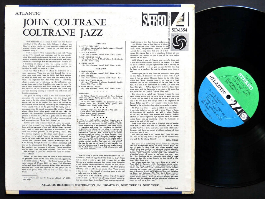 JOHN COLTRANE Coltrane Jazz LP ATLANTIC SD 1354 US 1961 Elvin Jones McCoy Tyner