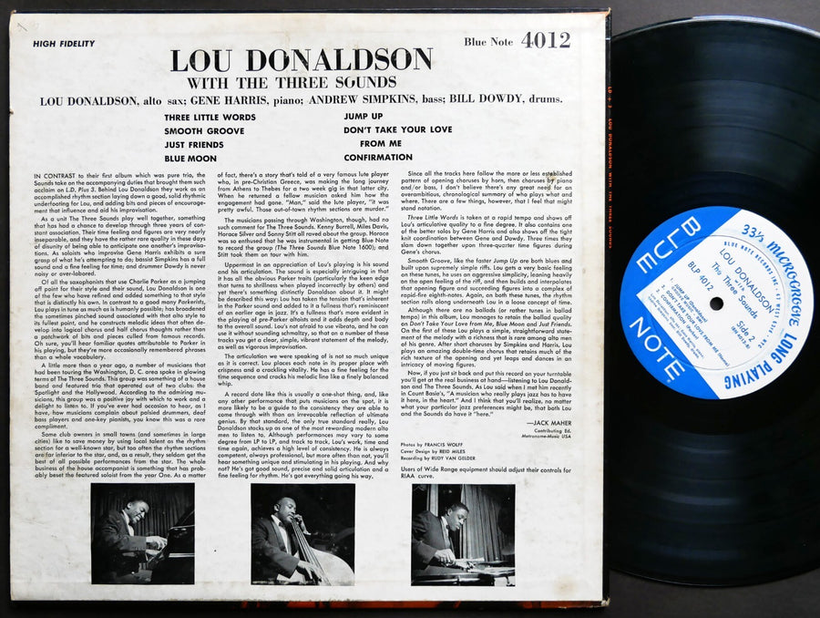 LOU DONALDSON THE THREE SOUNDS LD+3 LP BLUE NOTE BLP 4012 US '61 RVG EAR DG MONO