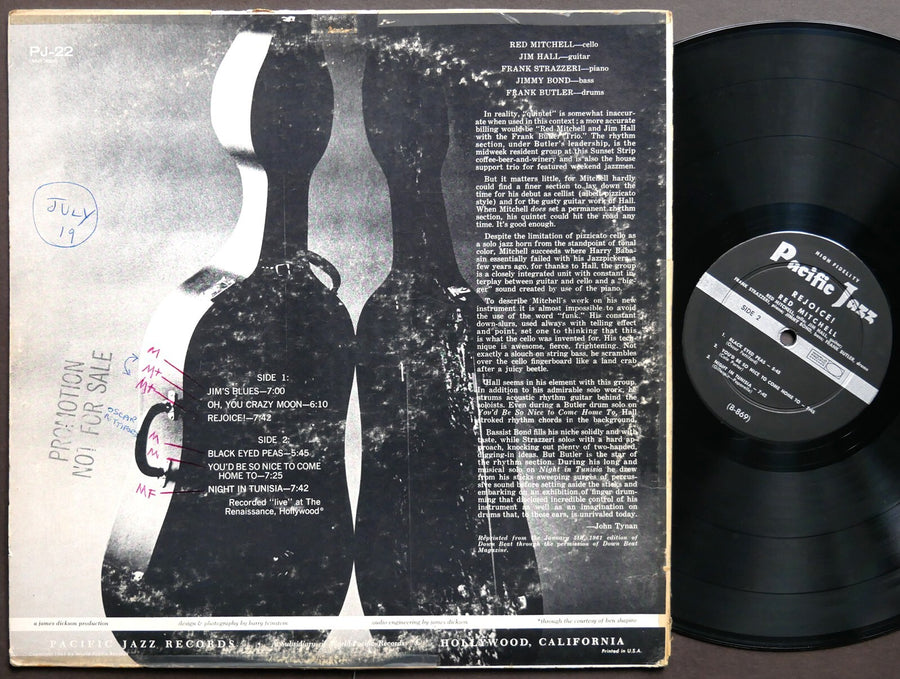 RED MITCHELL Rejoice! PACIFIC JAZZ PJ-22 US 1961 DG MONO Jim Hall Frank Butler
