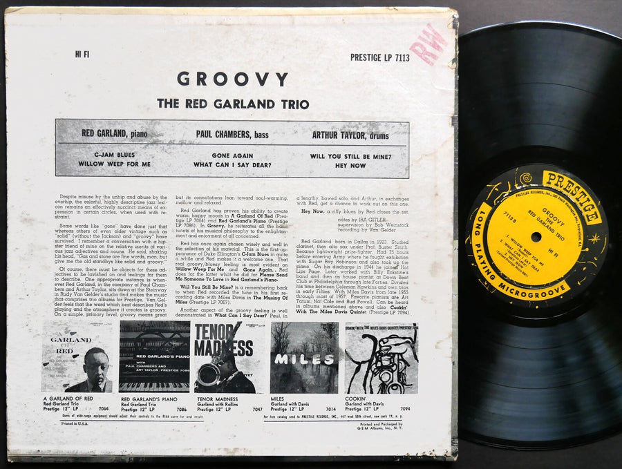 RED GARLAND TRIO Groovy LP PRESTIGE PRLP 7113 US 1958 NJ DG MONO Paul Chambers