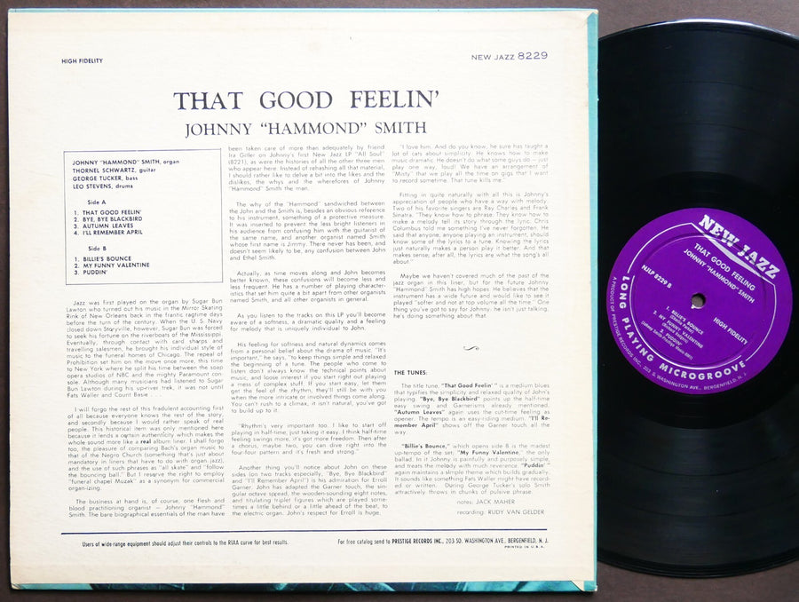JOHNNY "HAMMOND" SMITH That Good Feelin' LP NEW JAZZ 8229 US 1959 RVG DG MONO